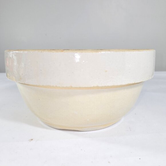 Vtg Primitive Farmhouse Glazed Crock Dough Mixing Bread Bowl Rustic 10”x5 Pot